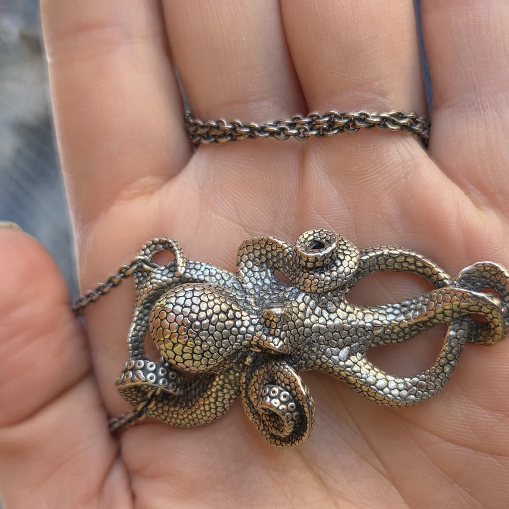 Silver Octopus Pendant Necklace And Matching Earrings - Picture 1 of 6